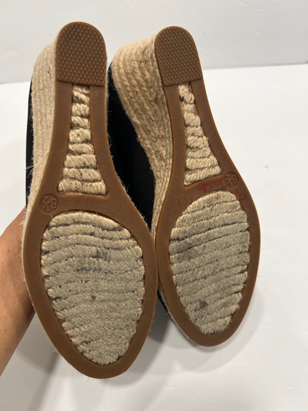 J. Crew Black Canvas Espadrille Wedge Pumps size 81/2 - Picture 5 of 7